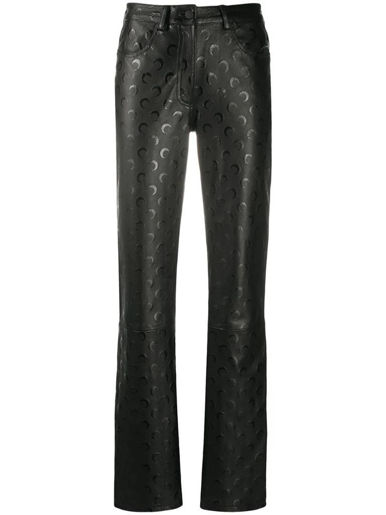 half-moon-print leather trousers