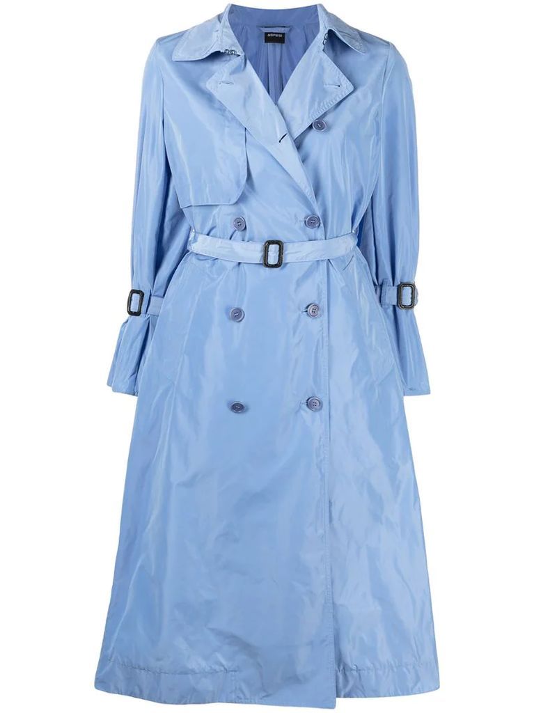 double breasted taffeta trench