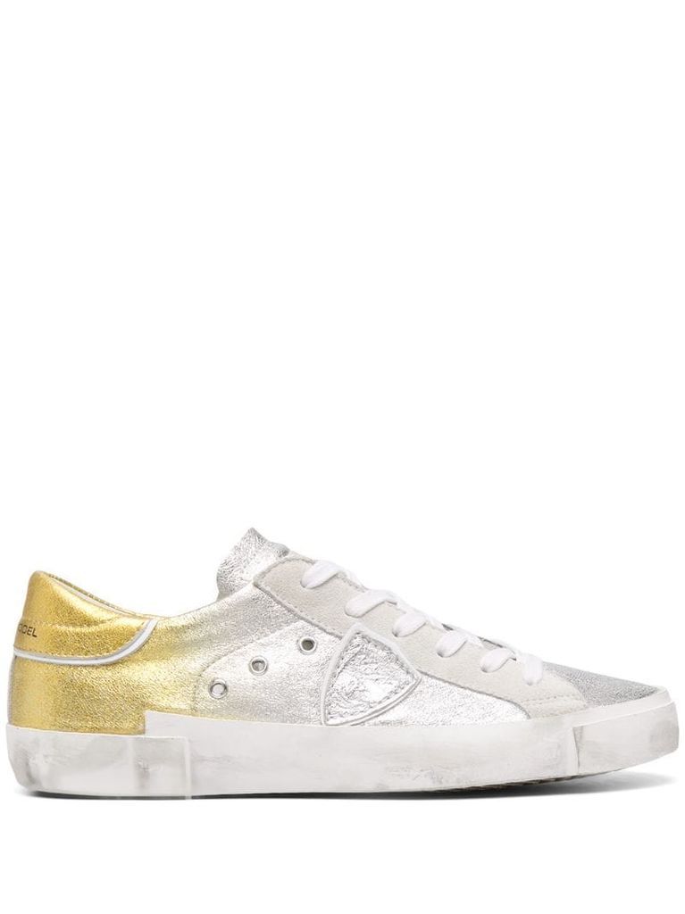 gradient metallic low-top sneakers