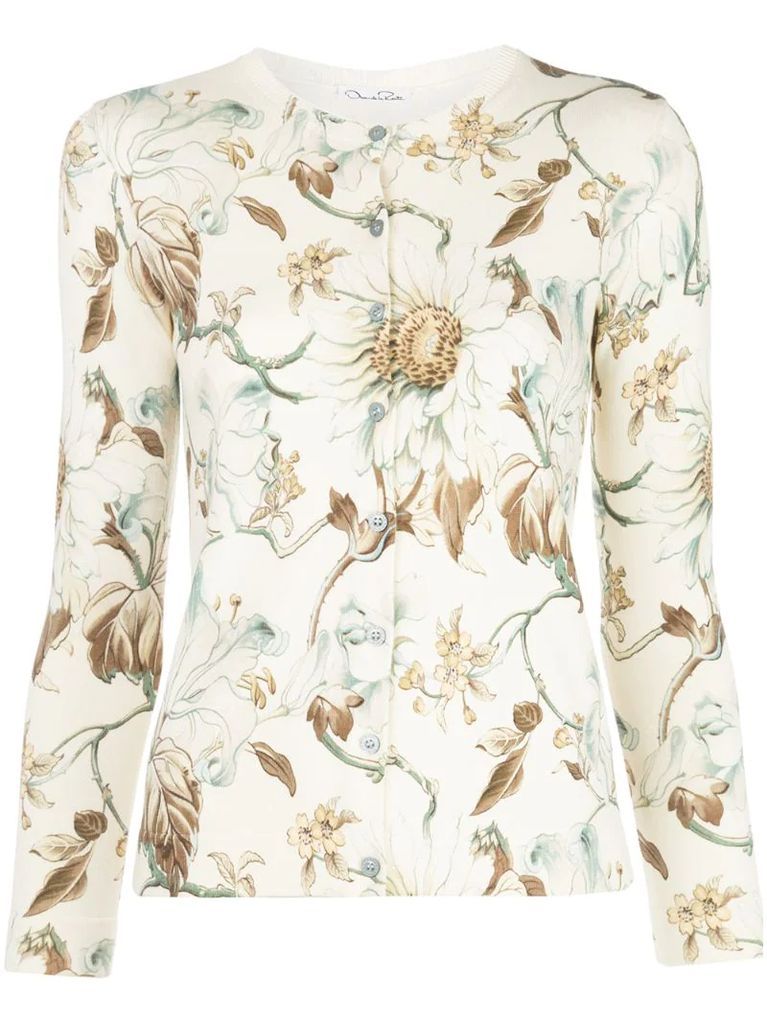floral-print cardigan