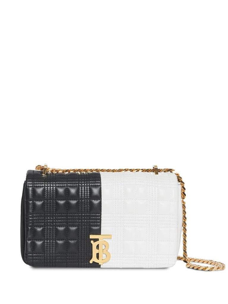 small quilted two-tone cross body bag