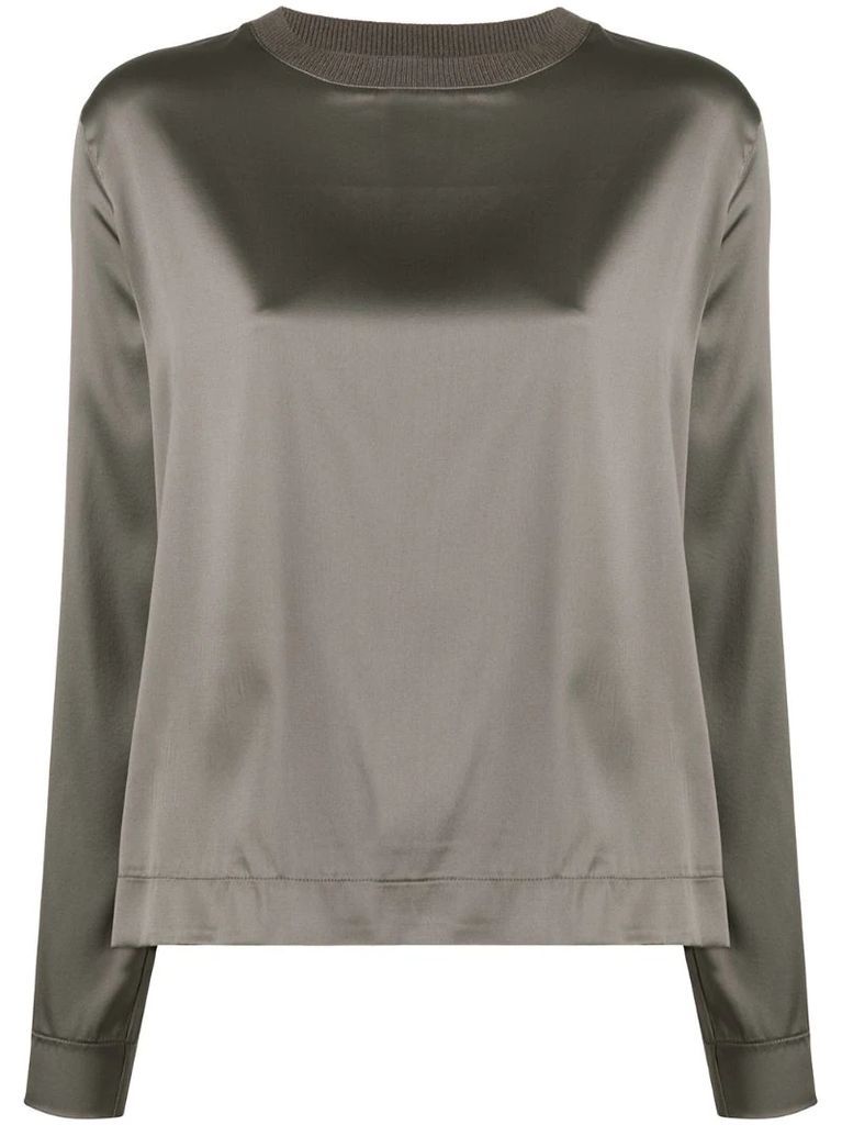 ribbed square neck blouse
