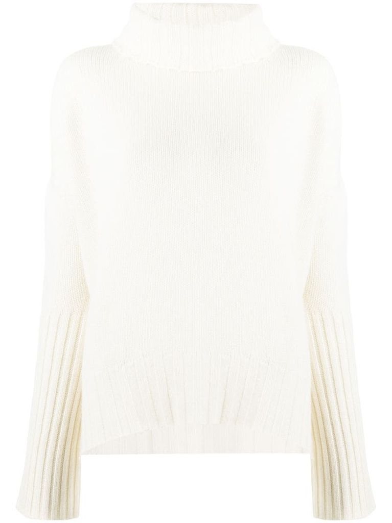 ribbed knit edge cashmere jumper