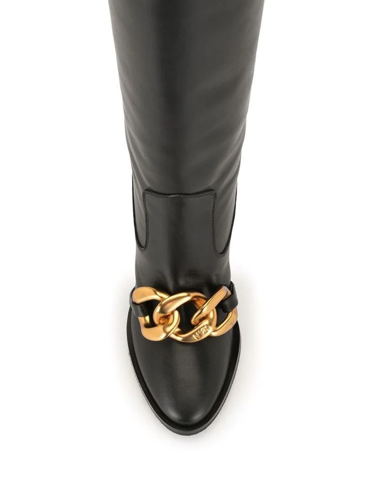 Chunky Chain-Embellished Boots