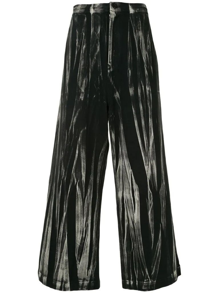 abstract-print wide-leg culottes