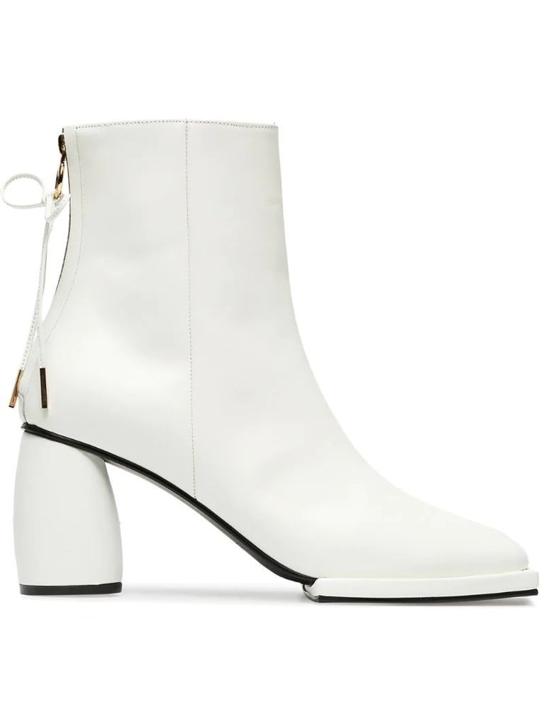 white 80 square toe leather ankle boots