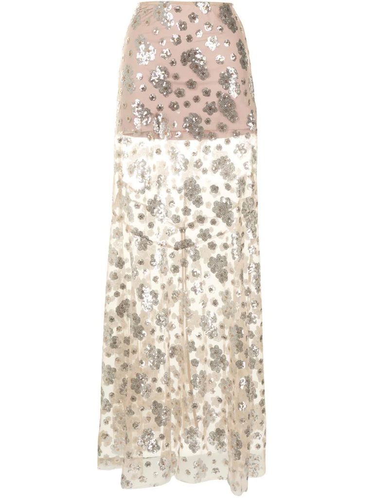 Dorothea floral sequined embroidered skirt
