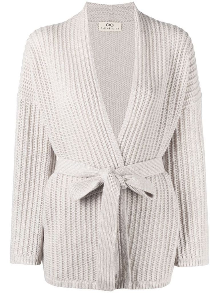 tied-waist wrap knitted cardigan