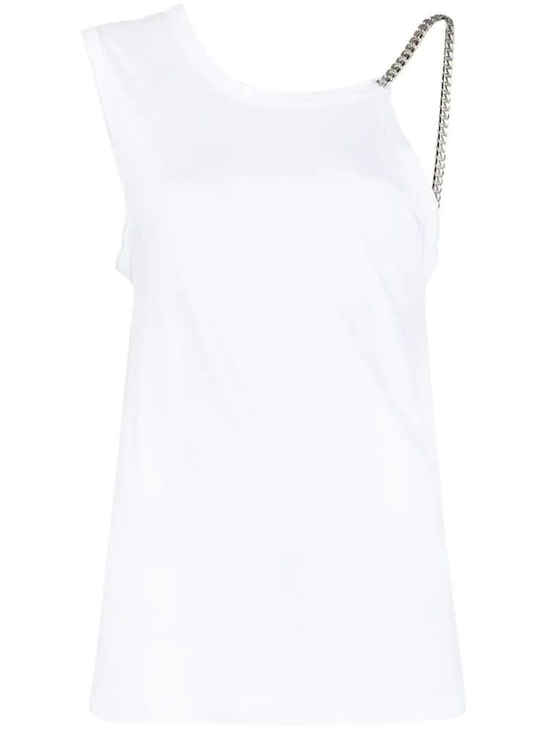 chain strap one-shoulder top