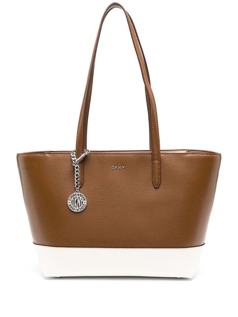 two-tone leather tote bag