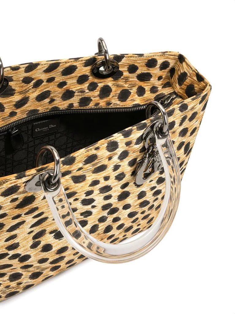 pre-owned Lady Dior leopard handbag