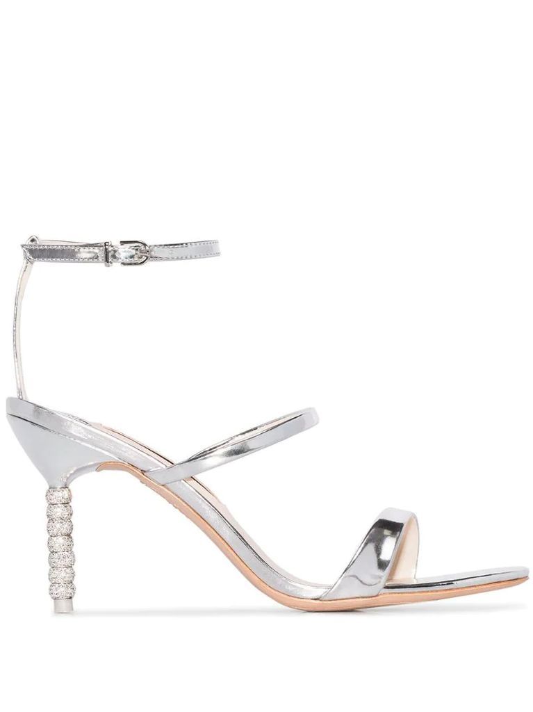 silver tone rosalind crystal 85 leather sandals