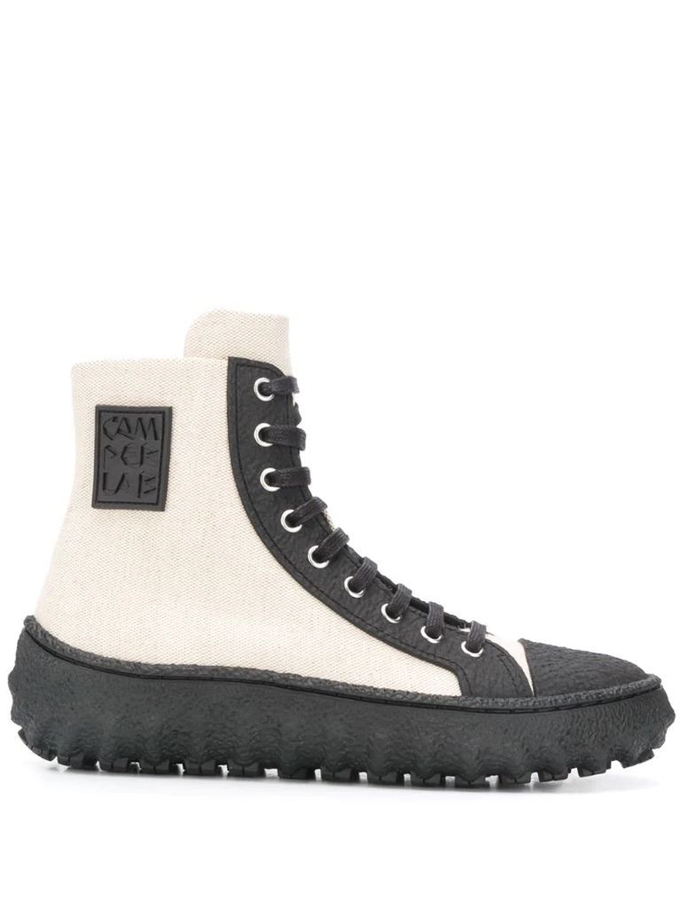Ground textured high-top sneakers