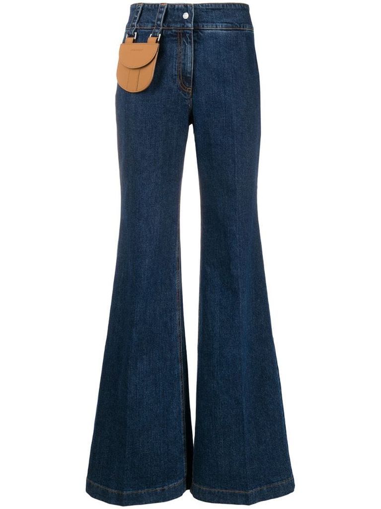 pouch-pocket flared jeans