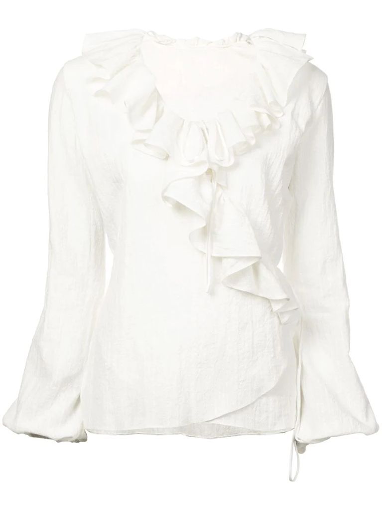ruffle front blouse