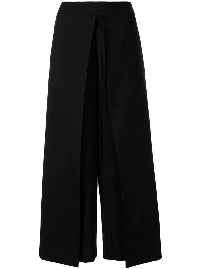 layered cropped trousers