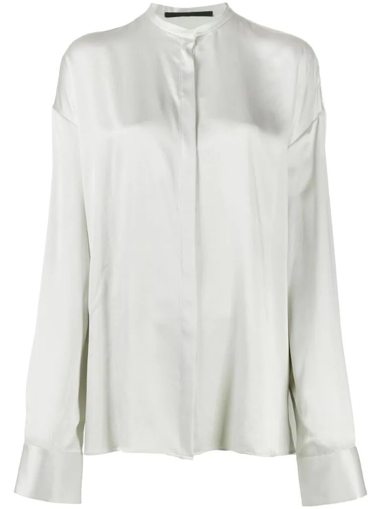 concealed-fastening silk shirt