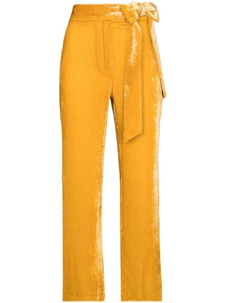 tied waist cropped trousers