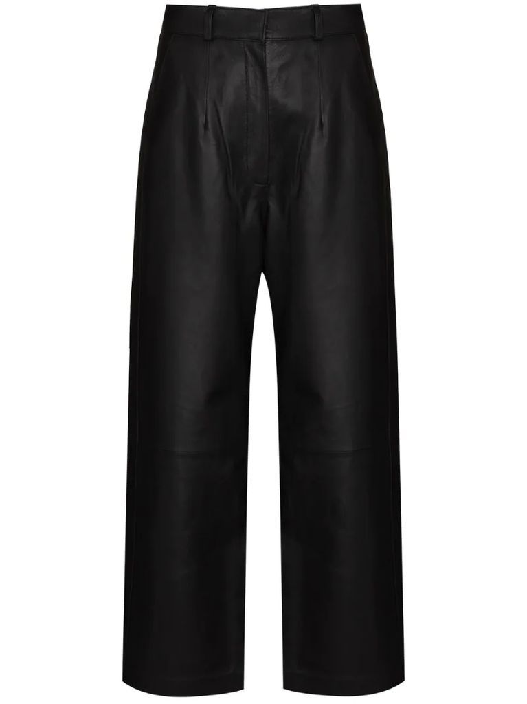 wide-leg leather trousers