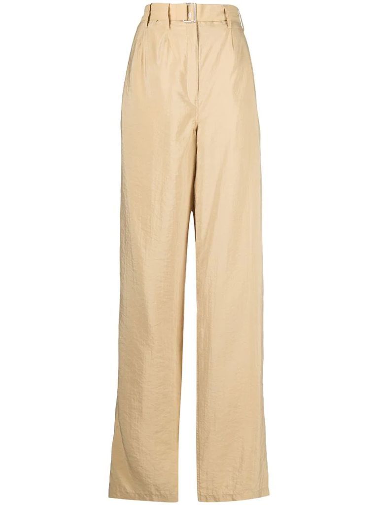 wide-leg silk-blend trousers