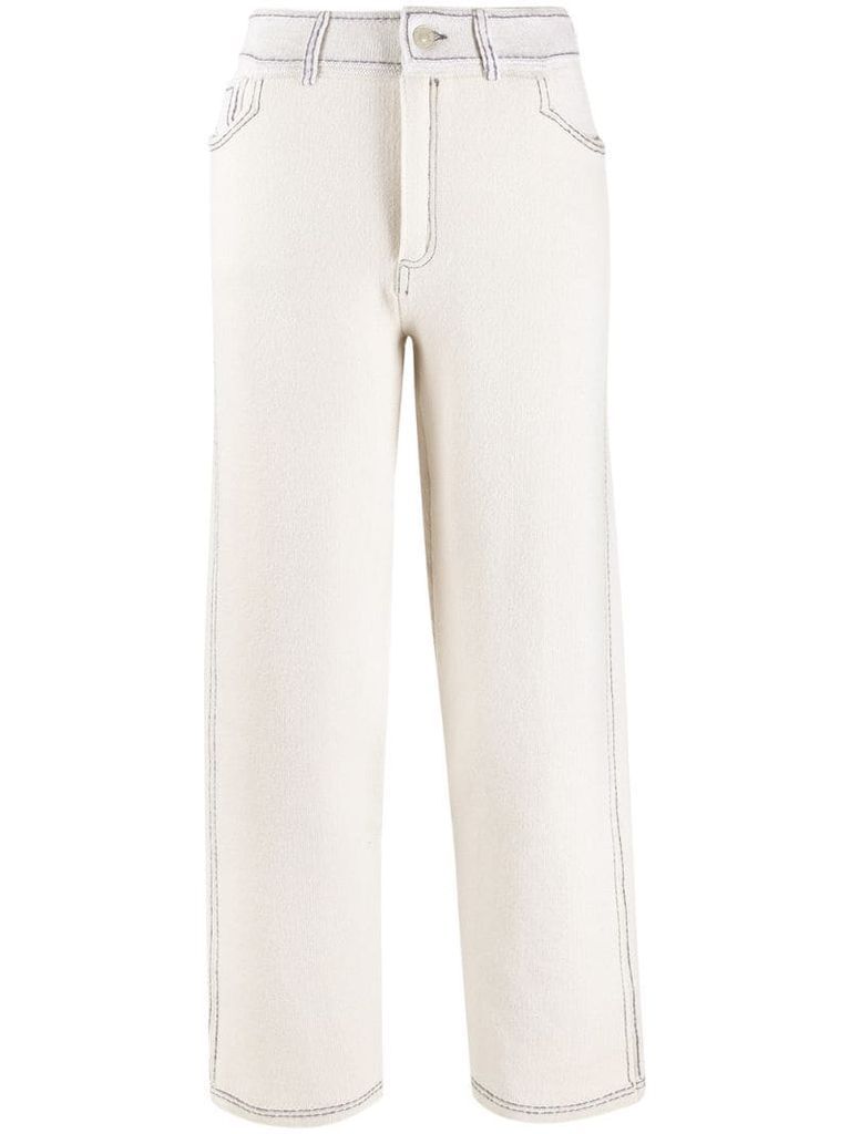 contrast-stitch knitted trousers