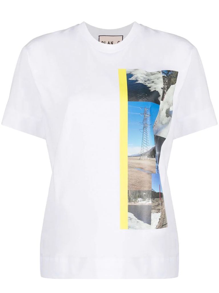 contrast print T-shirt