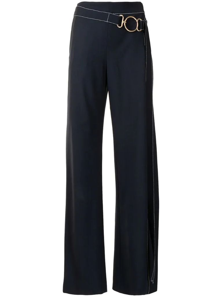 vented wide leg trousers
