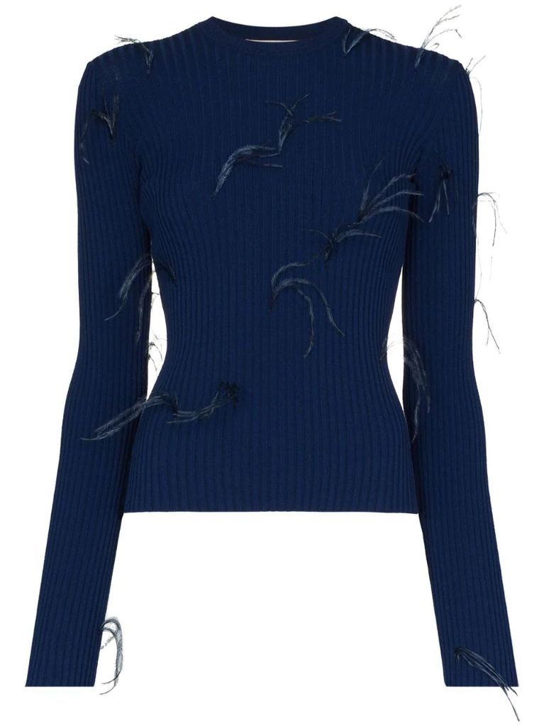 ribbed feather detail jumper