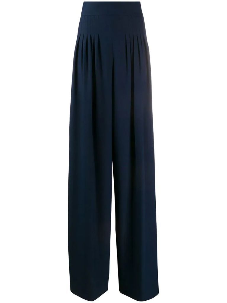 high-waisted pleat detail trousers