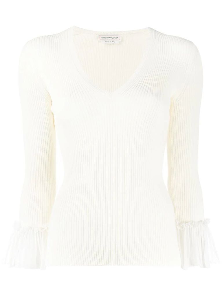 ribbed pleated detail top