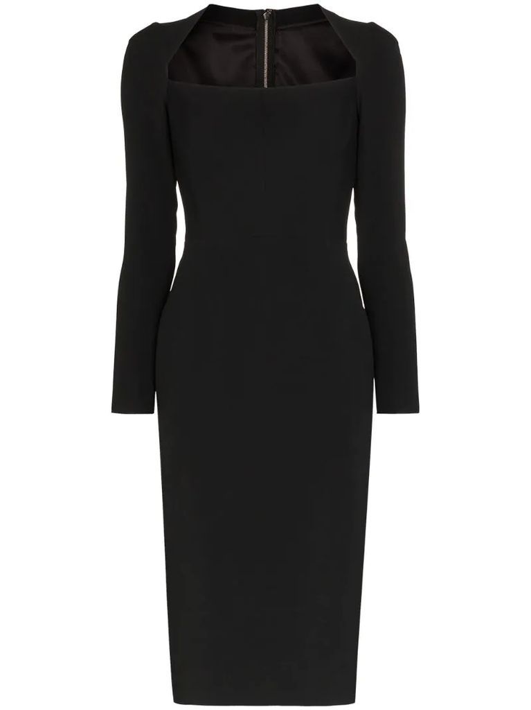 scoop neck fitted midi dress