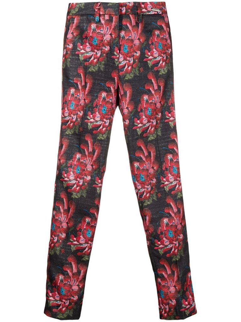 cropped floral print trousers