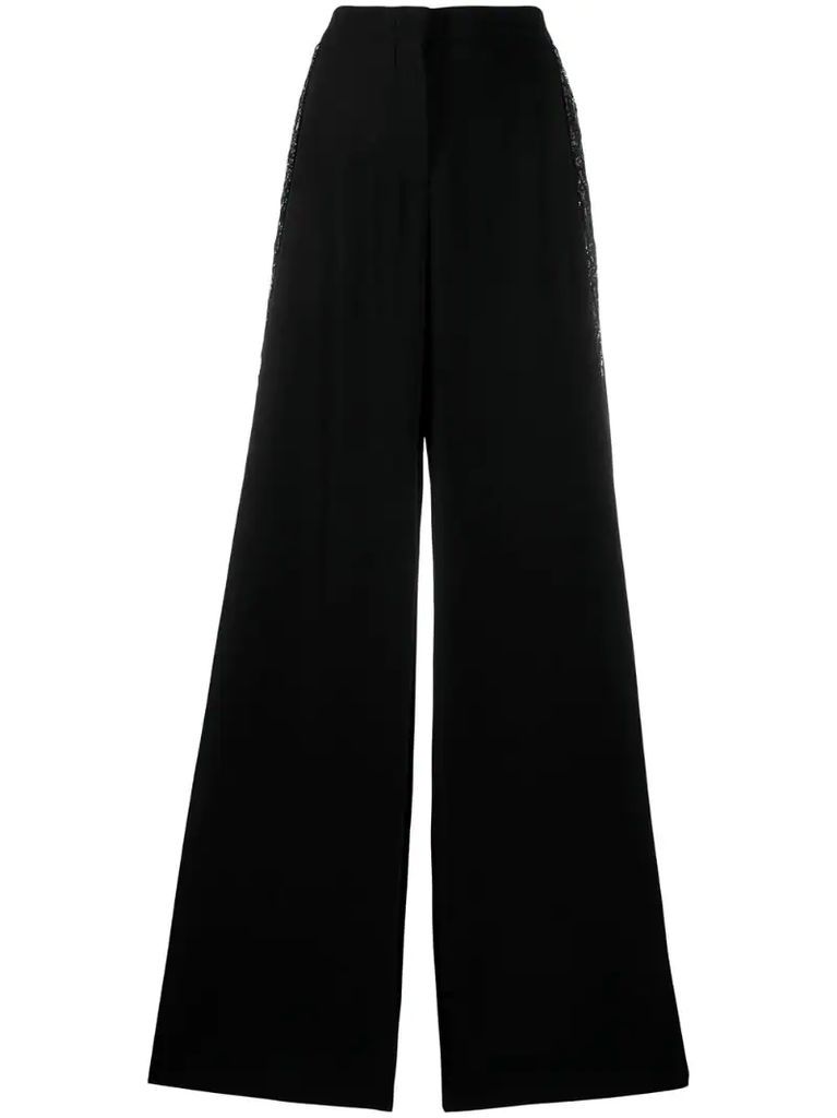 sequin embellished wide-leg trousers