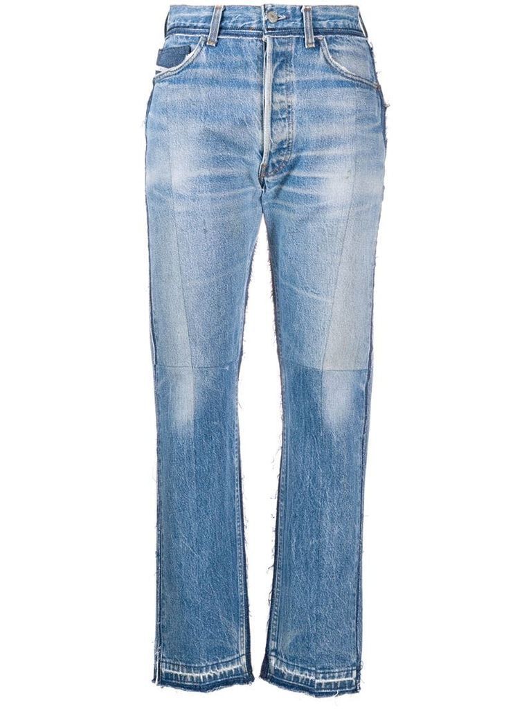 patchwork straight-leg jeans