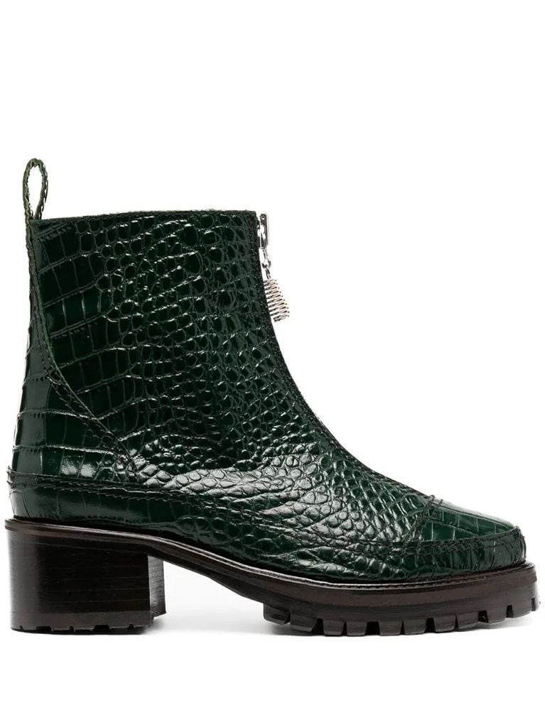 Chris crocodile embossed ankle boots
