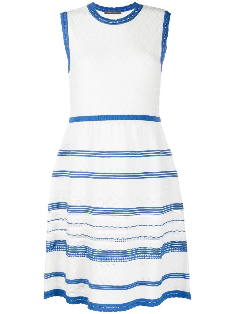 two-tone embroidered sleeveless dress