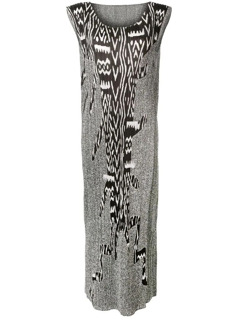 2000's print pleated dress