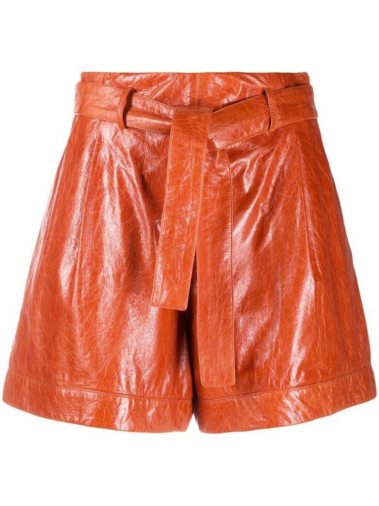 belted leather shorts