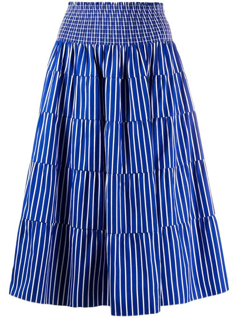 high-waisted striped skirt