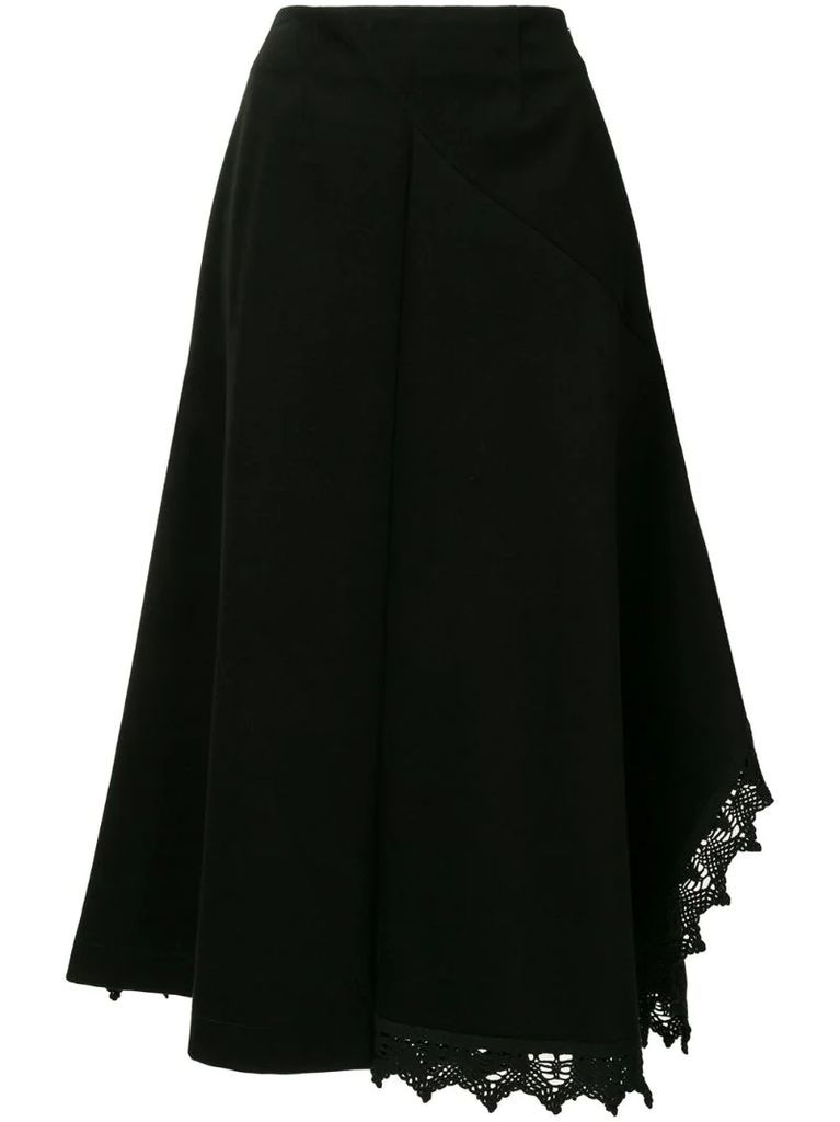 asymmetric draped midi skirt