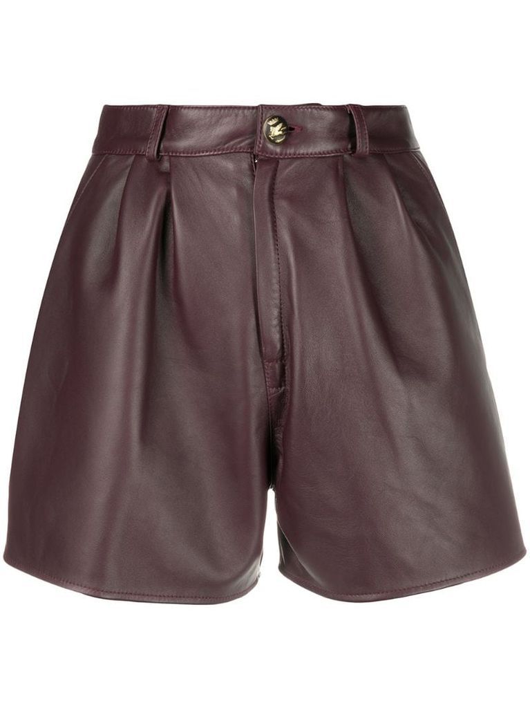 pleated leather shorts