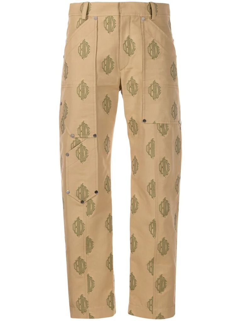 jacquard cropped cargo trousers