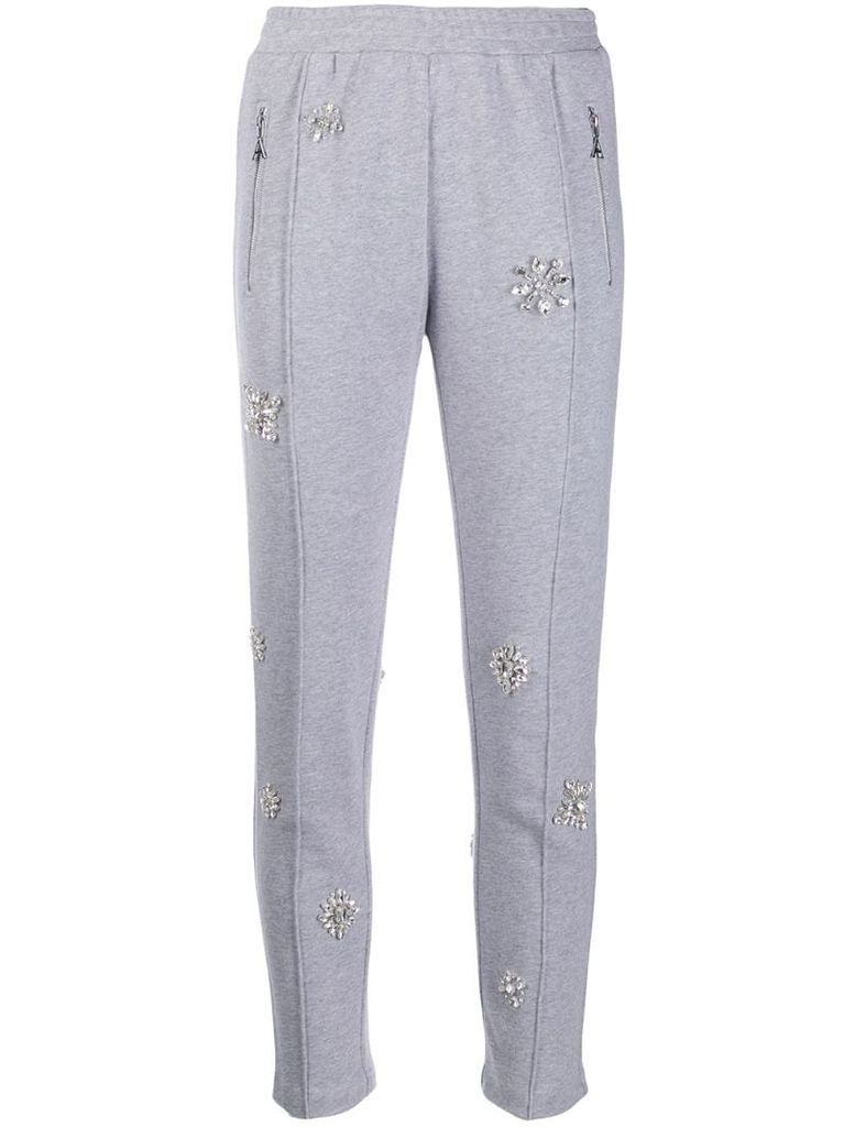 embellished cropped track trousers