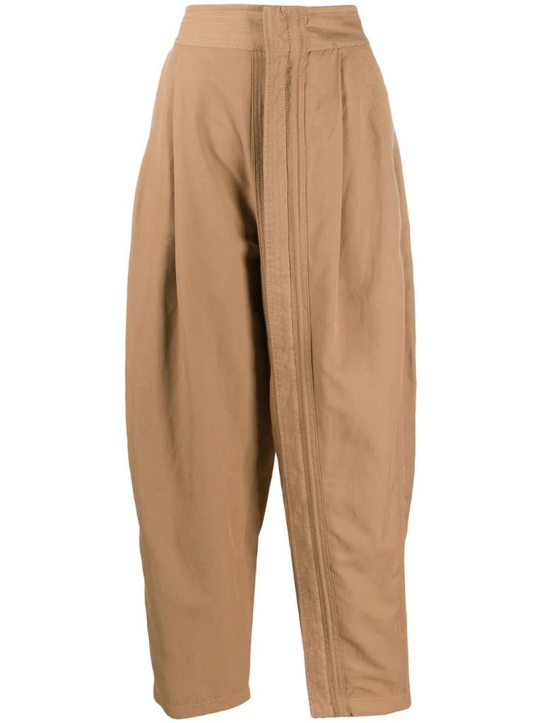zipped-layer wide leg trousers