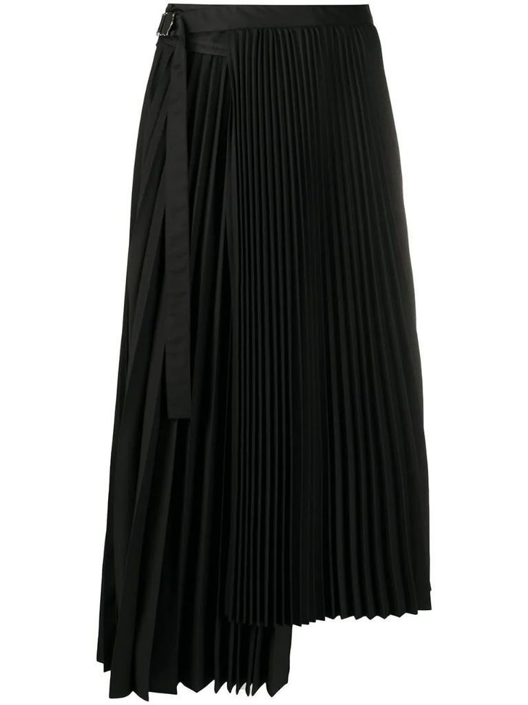 wrap-style pleated skirt
