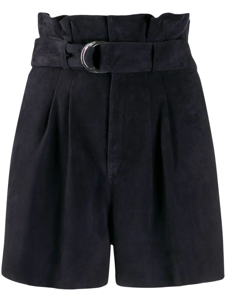 Masuede paperbag waist shorts