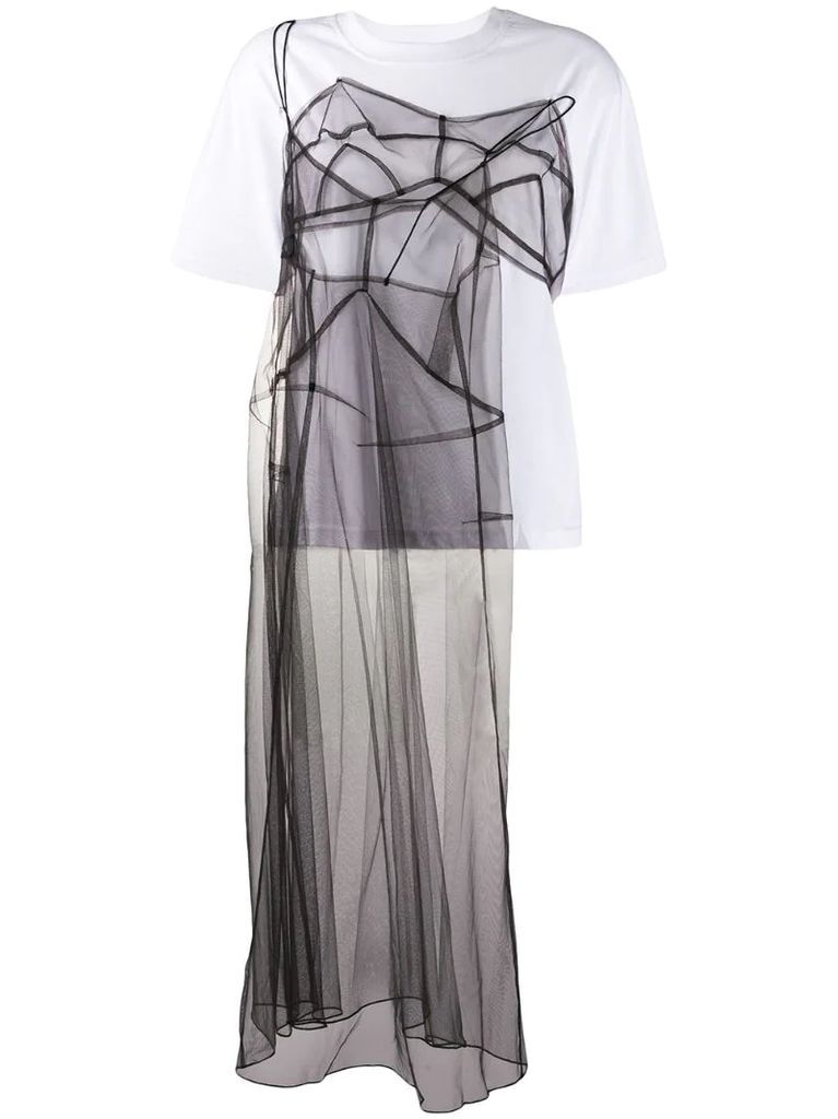 sheer tulle panel T-shirt