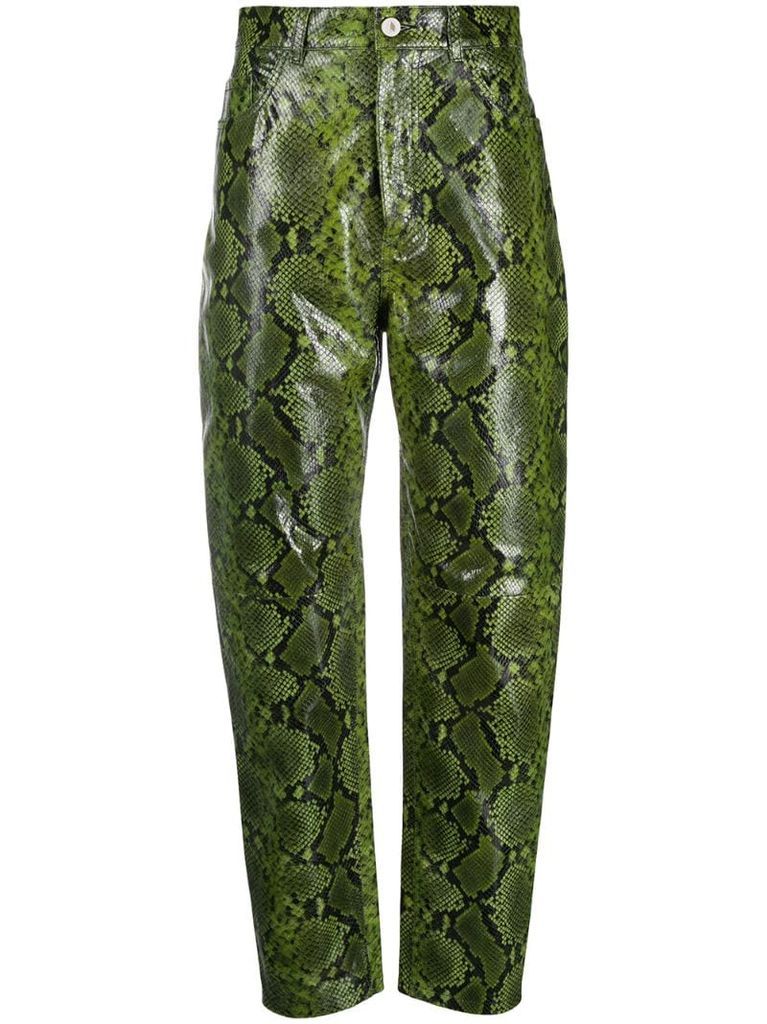 snakeskin print trousers