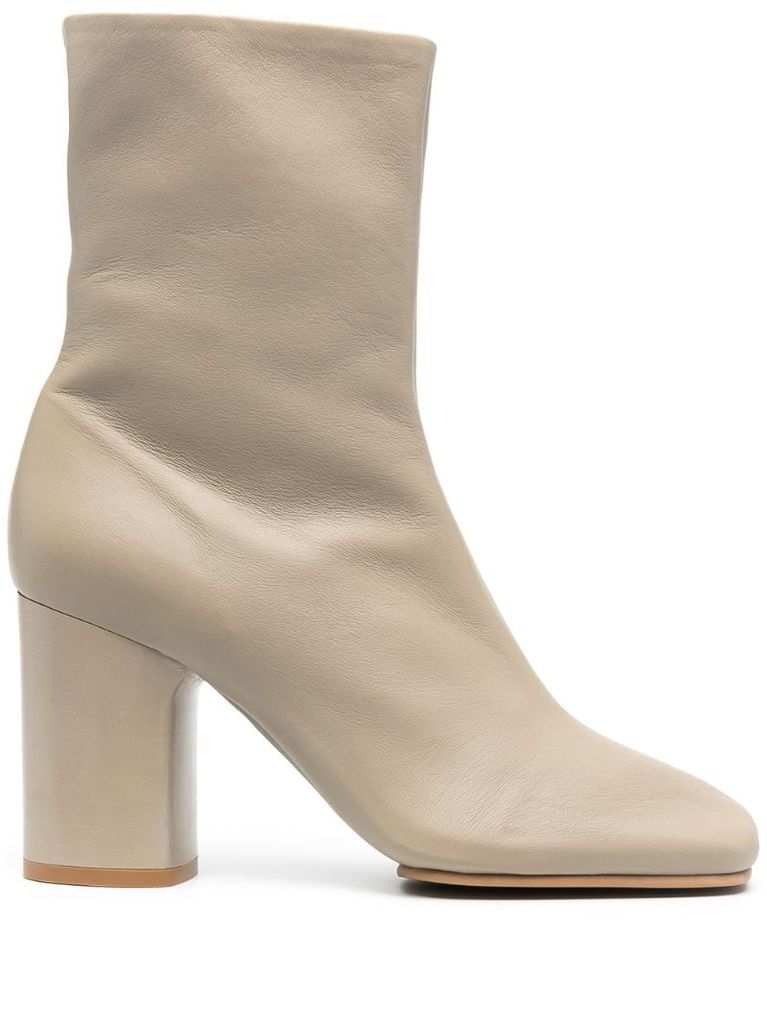 leather mid-heel ankle boots
