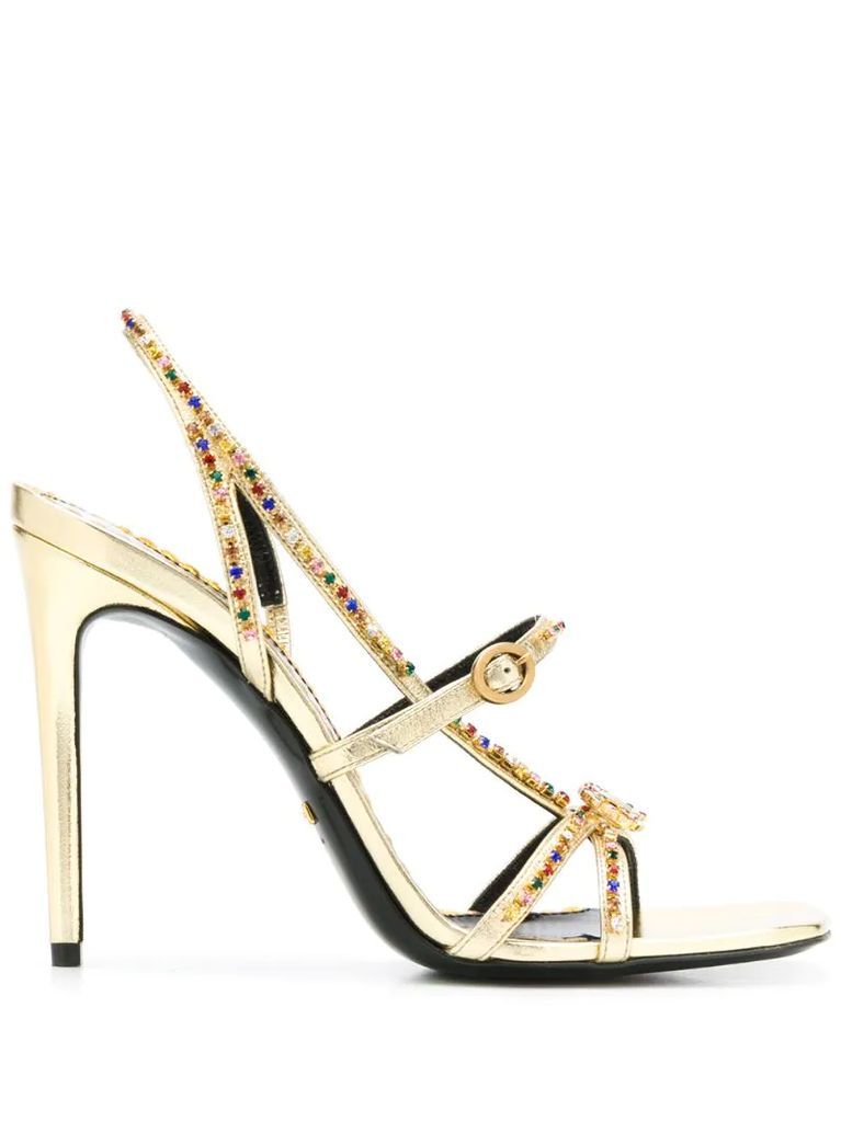 crystal-embellished metallic sandals